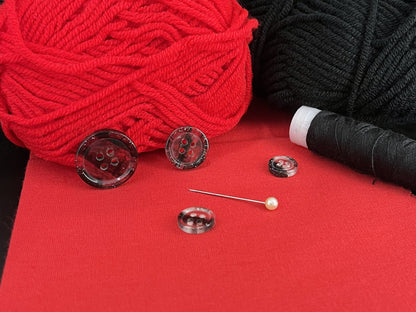 Black Marbled Pattern Buttons, Multi-Colored. 10-20mm (16L-32L). Recycled Plastic, 4-Hole Sew On for Shirts, Dresses, Coats, Jackets