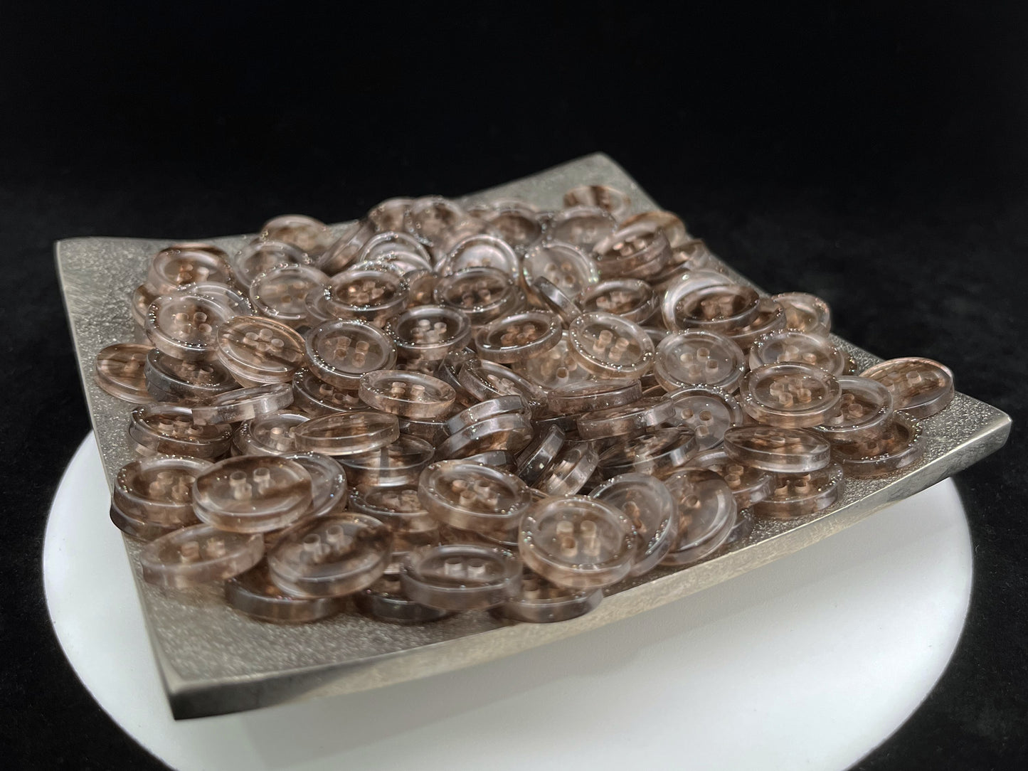 Coffee Brown Marbled Pattern Buttons, Multi-Colored. 10-20mm (16L-32L). Recycled Plastic, 4-Hole Sew On for Shirts, Dresses, Coats, Jackets