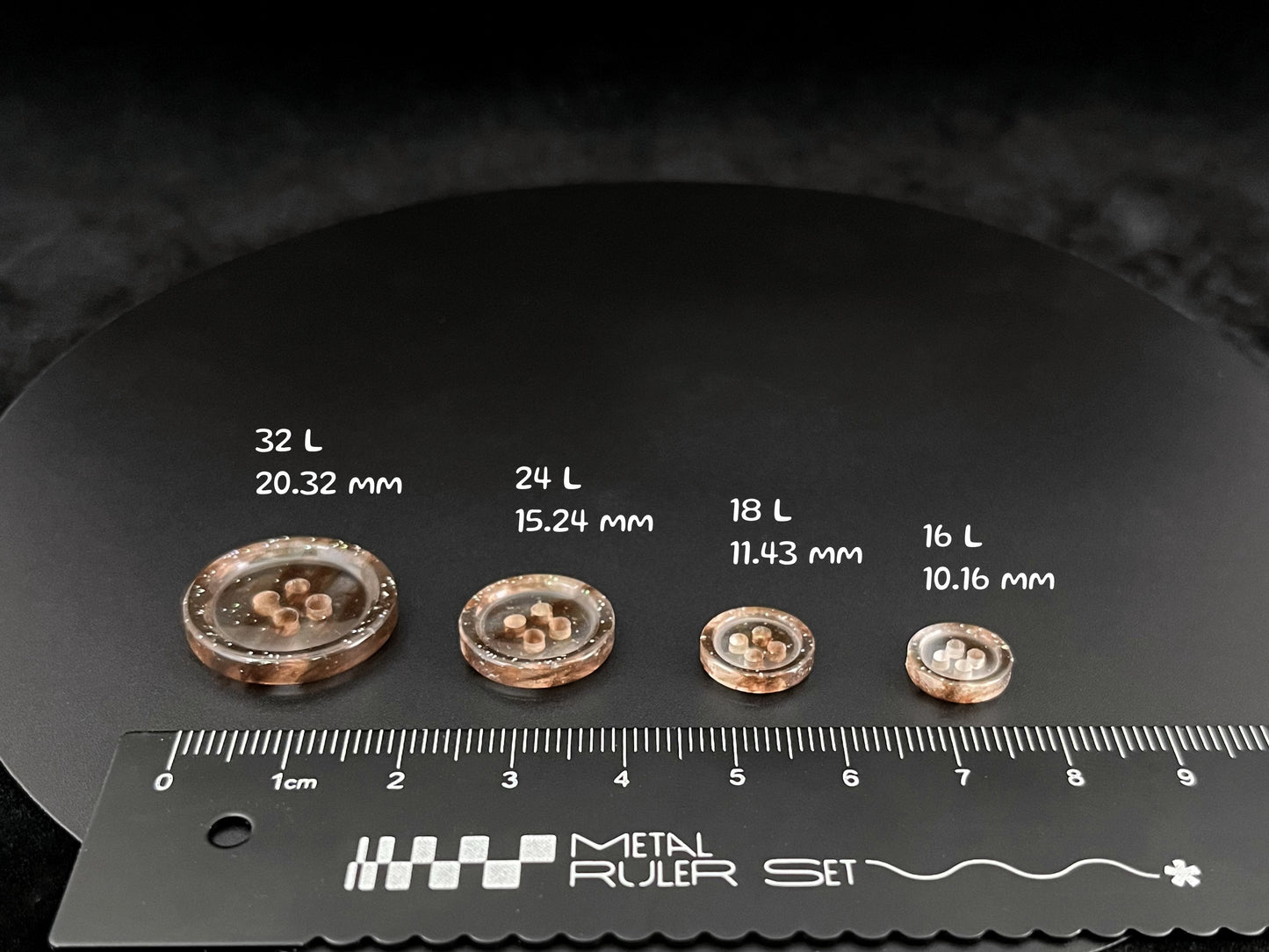 Coffee Brown Marbled Pattern Buttons, Multi-Colored. 10-20mm (16L-32L). Recycled Plastic, 4-Hole Sew On for Shirts, Dresses, Coats, Jackets