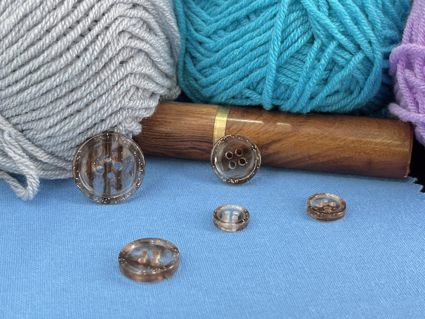 Coffee Brown Marbled Pattern Buttons, Multi-Colored. 10-20mm (16L-32L). Recycled Plastic, 4-Hole Sew On for Shirts, Dresses, Coats, Jackets