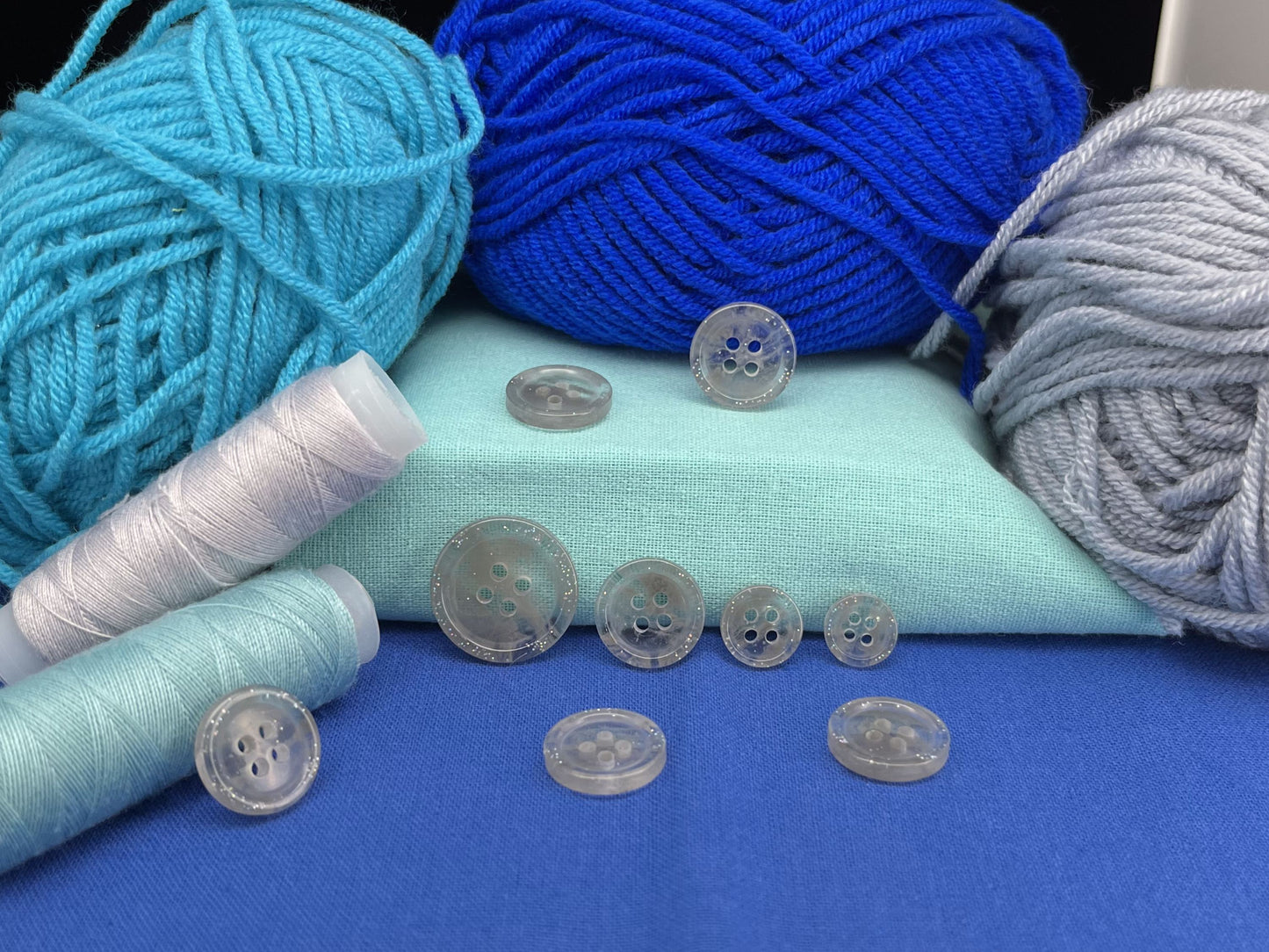 Grey Marbled Pattern Buttons, Multi-Colored. 10-20mm (16L-32L). Recycled Plastic, 4-Hole Sew On for Shirts, Dresses, Coats, Jackets