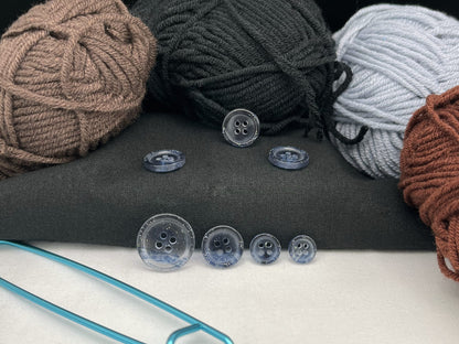 Navy Blue Marbled Pattern Buttons, Multi-Colored. 10-20mm (16L-32L). Recycled Plastic, 4-Hole Sew On for Shirts, Dresses, Coats, Jackets