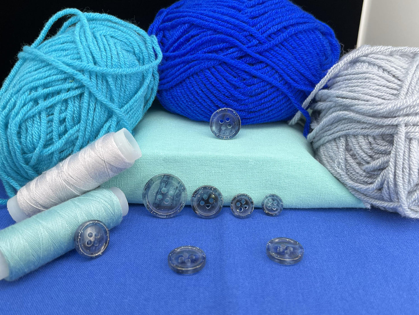 Navy Blue Marbled Pattern Buttons, Multi-Colored. 10-20mm (16L-32L). Recycled Plastic, 4-Hole Sew On for Shirts, Dresses, Coats, Jackets