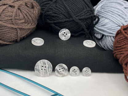 Off-White Marbled Pattern Buttons, Multi-Colored. 10-20mm (16L-32L). Recycled Plastic, 4-Hole Sew On for Shirts, Dresses, Coats, Jackets