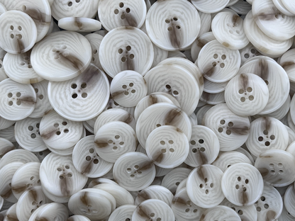 Natural Cream Horn Imitation Buttons, 15-25mm (24L-40L). 4-Hole Sew On for Pants, Dresses, Coats, Jackets, Sweaters & Crafts