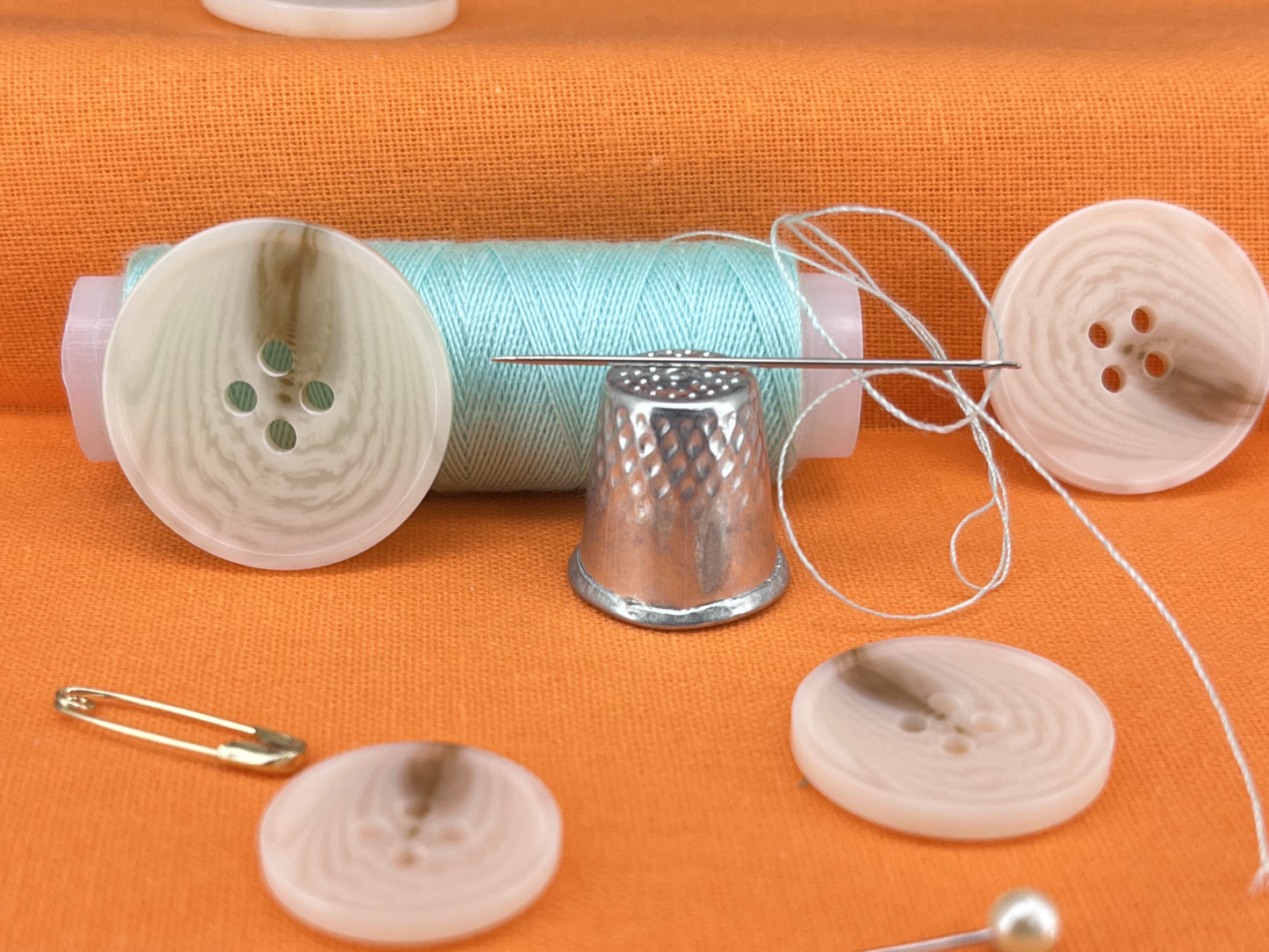 Natural Cream Horn Imitation Buttons, 15-25mm (24L-40L). 4-Hole Sew On for Pants, Dresses, Coats, Jackets, Sweaters & Crafts
