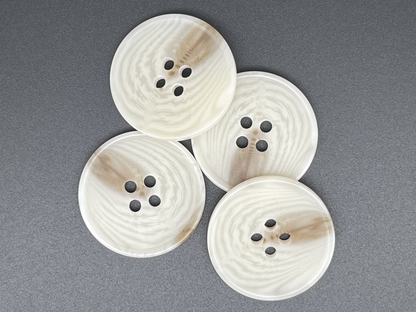 Natural Cream Horn Imitation Buttons, 15-25mm (24L-40L). 4-Hole Sew On for Pants, Dresses, Coats, Jackets, Sweaters & Crafts