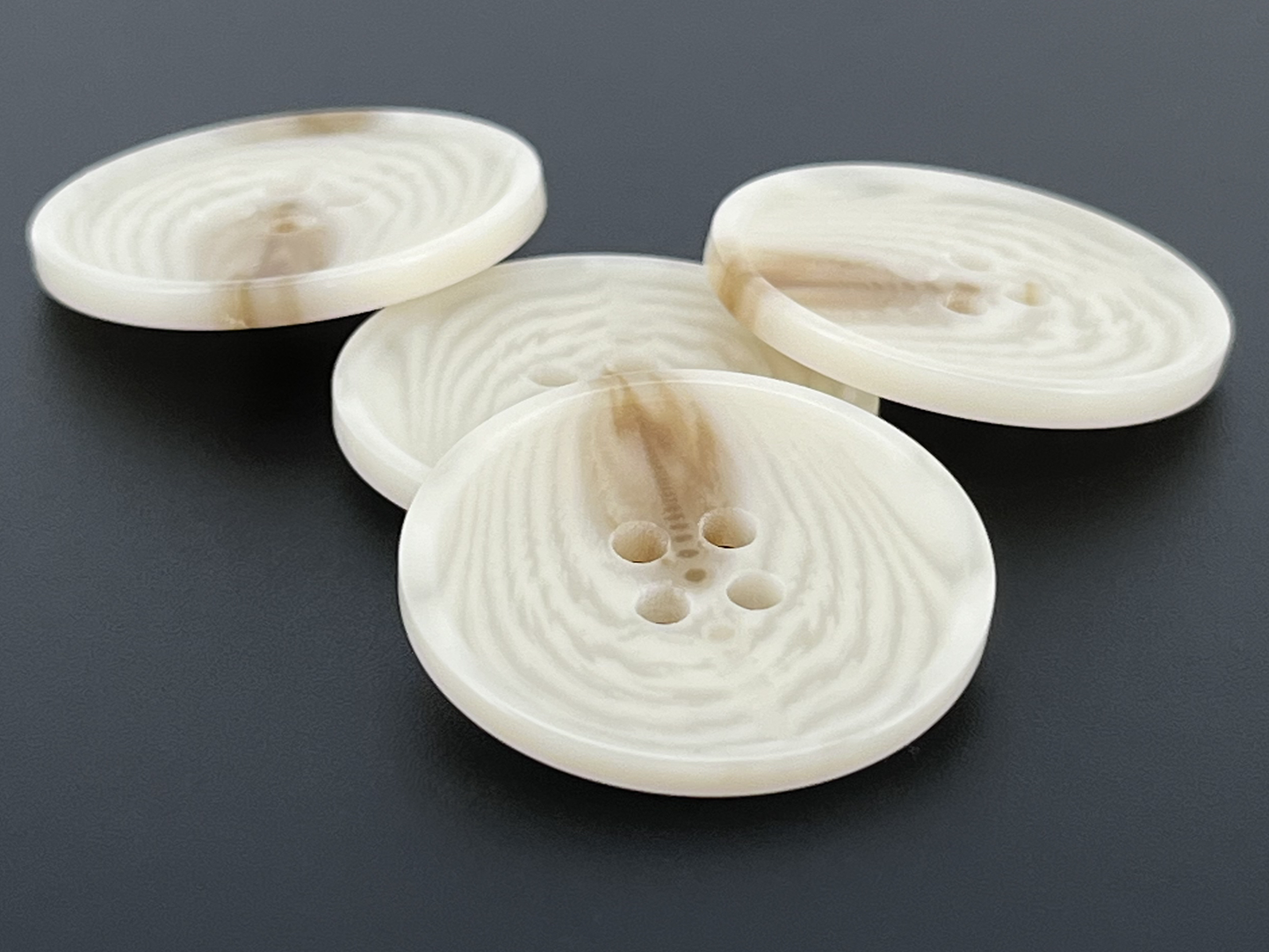 Natural Cream Horn Imitation Buttons, 15-25mm (24L-40L). 4-Hole Sew On for Pants, Dresses, Coats, Jackets, Sweaters & Crafts