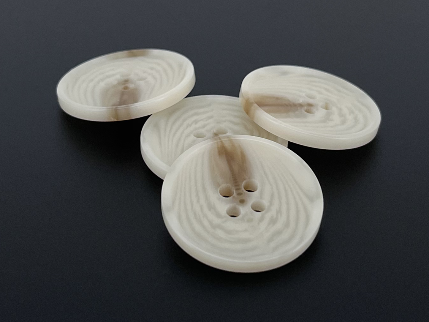 Natural Cream Horn Imitation Buttons, 15-25mm (24L-40L). 4-Hole Sew On for Pants, Dresses, Coats, Jackets, Sweaters & Crafts