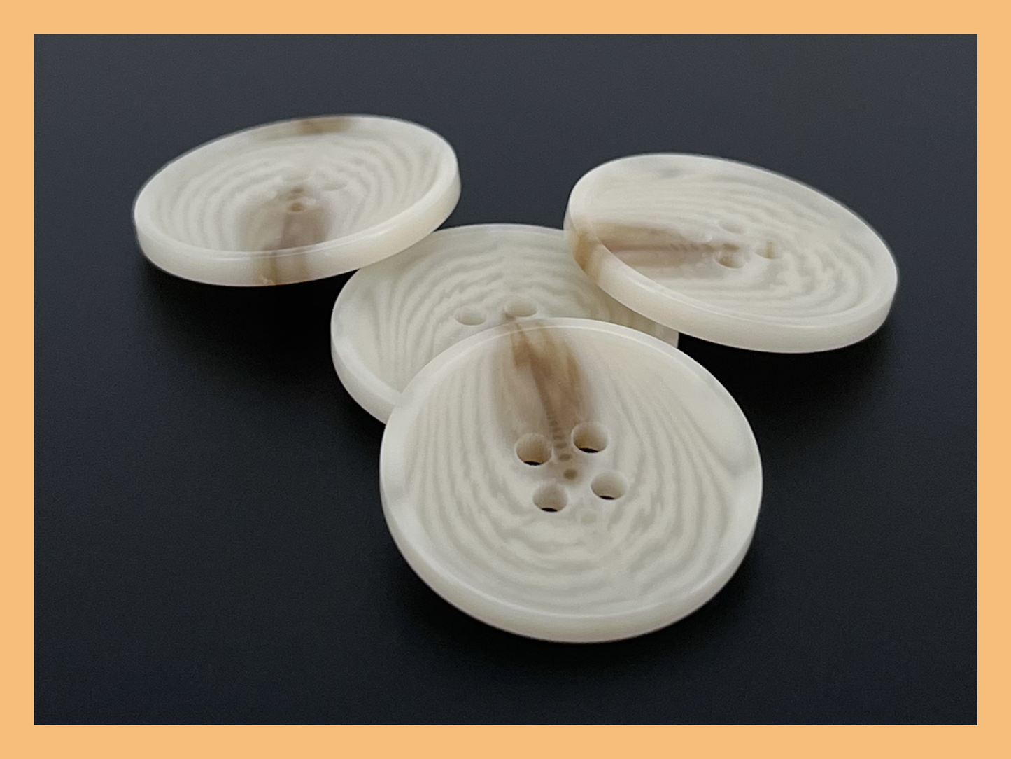 Natural Cream Horn Imitation Buttons, 15-25mm (24L-40L). 4-Hole Sew On for Pants, Dresses, Coats, Jackets, Sweaters & Crafts