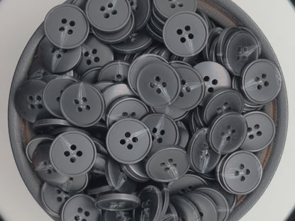 Black Horn Imitation Buttons, 15-25mm (24L-40L). 4-Hole Sew On for Pants, Dresses, Coats, Jackets, Sweaters & Crafts