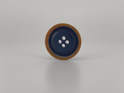 Blue with Brown Rim Two Tone Buttons, 15mm-23mm (24L-36L). 4-Hole Sew On for Suits, Pants, Dresses, Coats, Jackets & Sweaters