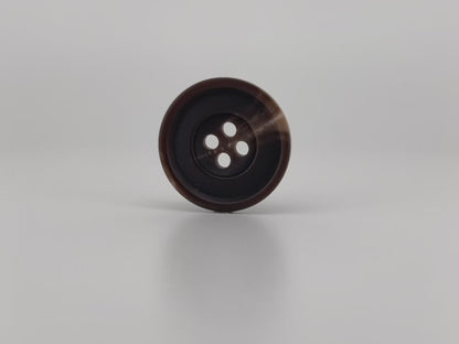 Brown Horn Imitation Resin Buttons, 15-25mm (24L-40L). 4-Hole Sew On for Suits, Pants, Dresses, Coats, Jackets & Sweaters