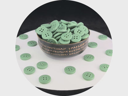 Premium Green Buttons, Recycled Plastic, 12.7mm (20L). 4-Hole Sew On for Shirts, Pants, Blouses, Dresses, Skirts, Apparel, Kids Clothes