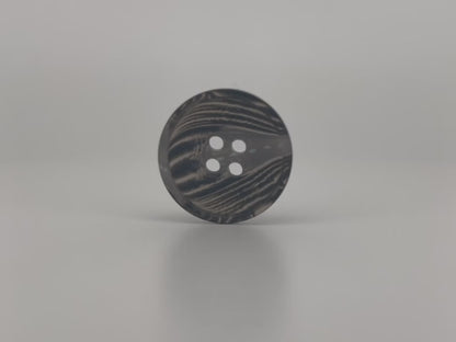Black Horn Imitation Resin Buttons, 15-28mm (24L-44L). 4-Hole Sew On for Suits, Pants, Dresses, Coats, Jackets & Sweaters