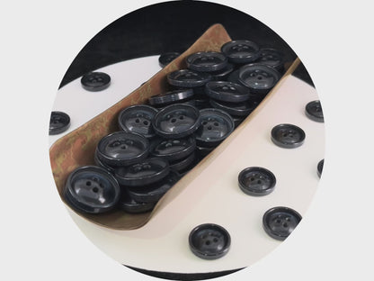 Dark Blue Vintage Look Pearl Imitation Buttons, 15mm & 20mm (24L & 32L). 4-Hole Sew On for Suits, Pants, Dresses, Coats, Jackets & Sweaters