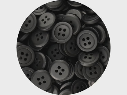 Premium Black Buttons, Recycled Plastic, 12.7mm (20L). 4-Hole Sew On for Shirts, Pants, Blouses, Dresses, Skirts, Apparel, Kids Clothes