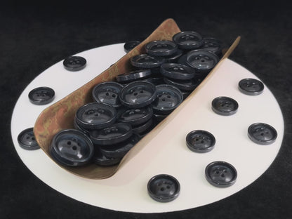 Dark Blue Vintage Look Pearl Imitation Buttons, 15mm & 20mm (24L & 32L). 4-Hole Sew On for Suits, Pants, Dresses, Coats, Jackets & Sweaters