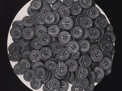 Black Horn Imitation Buttons, Two Tones, 15-25mm (24L-40L). 4-Hole Sew On for Suits, Pants, Dresses, Coats, Jackets, Sweaters
