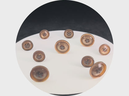 Brown Vintage Look Pearl Imitation Buttons, 15mm & 20mm (24L & 32L). 4-Hole Sew On for Suits, Pants, Dresses, Coats, Jackets & Sweaters