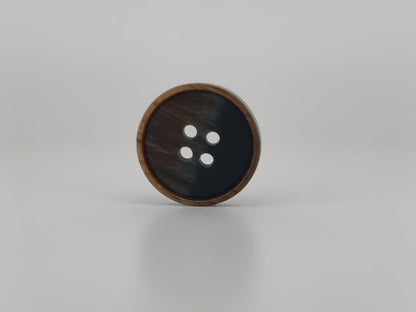 Black & Brown Pearlized Horn Imitation Buttons, 15mm & 20mm (24L & 32L). 4-Hole Sew On for Suits, Pants, Dresses, Coats, Jackets, Sweaters