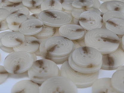 Natural Cream Horn Imitation Buttons, 15-25mm (24L-40L). 4-Hole Sew On for Pants, Dresses, Coats, Jackets, Sweaters & Crafts