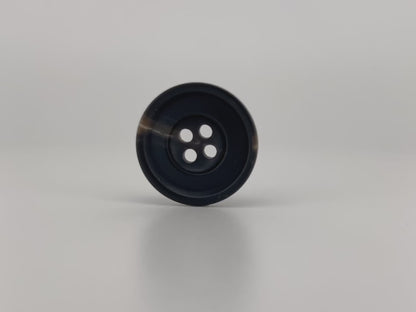 Black Horn Imitation Resin Buttons, 15-25mm (24L-40L). 4-Hole Sew On for Suits, Pants, Dresses, Coats, Jackets & Sweaters