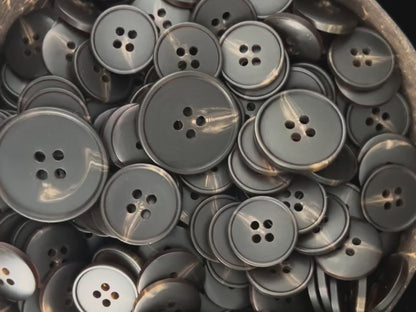 Dark Brown Horn Imitation Buttons, 15-25mm (24L-40L). 4-Hole Sew On for Pants, Dresses, Coats, Jackets, Sweaters & Crafts