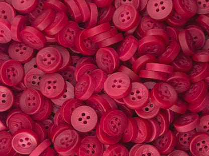 Cherry Red Corozo Imitation Buttons, 12.7mm (20L). 4-Hole Sew On for Shirts, Blouses, Kids clothes, Apparel, Sewing