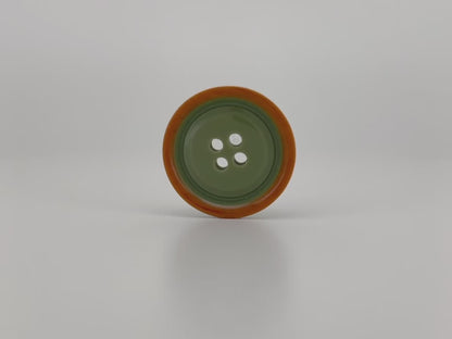 Sage Green with Brown Rim Two Tone Buttons, 15mm-23mm (24L-36L). 4-Hole Sew On for Suits, Pants, Dresses, Coats, Jackets & Sweaters