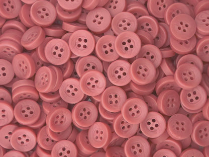 Rust Pink Corozo Imitation Buttons, Recycled Plastic, 12.7mm (20L). 4-Hole Sew On for Shirts, Blouses, Kids Clothes, Apparel, Sewing, Crafts