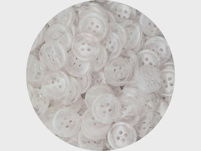 Off-White Marbled Pattern Buttons, Multi-Colored. 10-20mm (16L-32L). Recycled Plastic, 4-Hole Sew On for Shirts, Dresses, Coats, Jackets