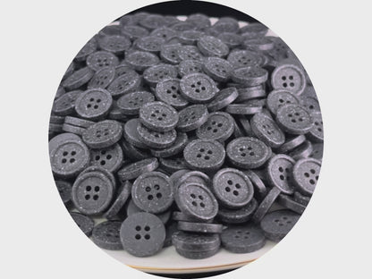 Black Stone Imitation Buttons, 10-20mm (16L-32L). Recycled Plastic, 4-Hole Sew On for Shirts, Pants, Dresses, Coats, Jackets