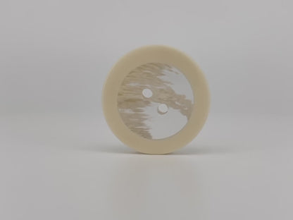 Off-White Translucent Horn Imitation Buttons with Solid Rim. 18-28mm (28L-44L), 2-Hole Sew On, for Jackets, Coats, Apparel & Crafts