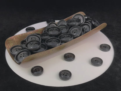 Dark Grey Vintage Look Pearl Imitation Buttons, 15mm & 20mm (24L & 32L). 4-Hole Sew On for Suits, Pants, Dresses, Coats, Jackets & Sweaters