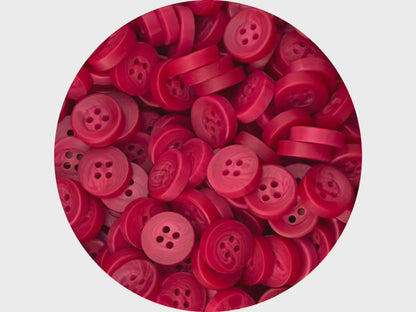 Cherry Red Corozo Imitation Buttons, 12.7mm (20L). 4-Hole Sew On for Shirts, Blouses, Kids clothes, Apparel, Sewing