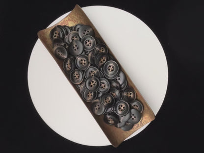 Dark Brown Burned Horn Imitation Buttons, 15-25mm (24L-40L). 4-Hole Sew On for Pants, Dresses, Coats, Jackets, Sweaters & Crafts