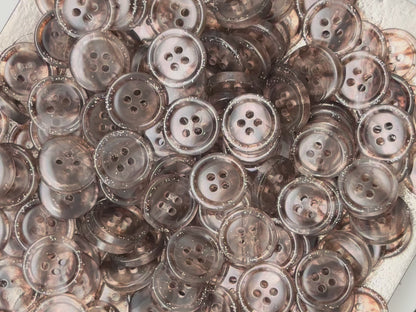 Coffee Brown Marbled Pattern Buttons, Multi-Colored. 10-20mm (16L-32L). Recycled Plastic, 4-Hole Sew On for Shirts, Dresses, Coats, Jackets
