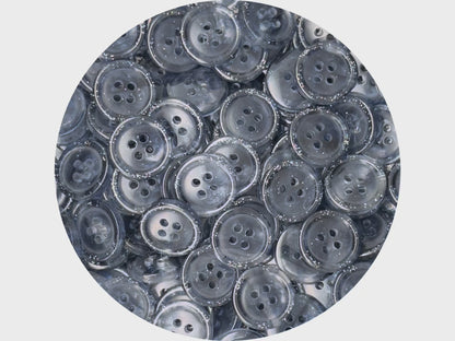 Navy Blue Marbled Pattern Buttons, Multi-Colored. 10-20mm (16L-32L). Recycled Plastic, 4-Hole Sew On for Shirts, Dresses, Coats, Jackets