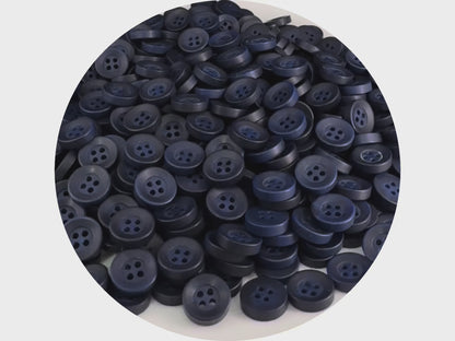 Navy Blue Corozo Imitation Buttons, Recycled Plastic, 12.7mm (20L). 4-Hole Sew On for Shirts, Blouses, Kids Clothes, Apparel, Sewing, Crafts