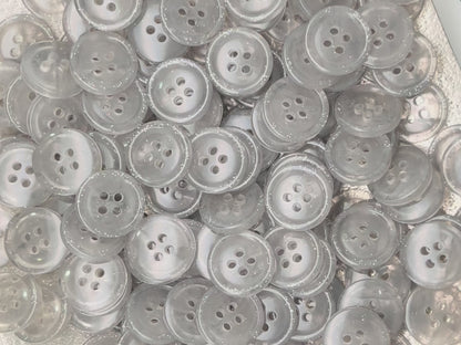 Grey Marbled Pattern Buttons, Multi-Colored. 10-20mm (16L-32L). Recycled Plastic, 4-Hole Sew On for Shirts, Dresses, Coats, Jackets