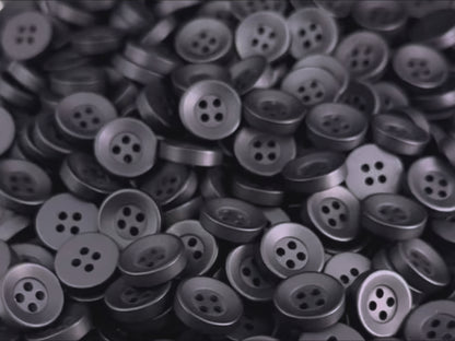 Black Corozo Imitation Buttons, Recycled Plastic, 12.7mm (20L). 4-Hole Sew On for Shirts, Apparel, Sewing, Crafts