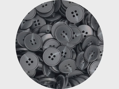 Black Horn Imitation Buttons, 15-25mm (24L-40L). 4-Hole Sew On for Pants, Dresses, Coats, Jackets, Sweaters & Crafts