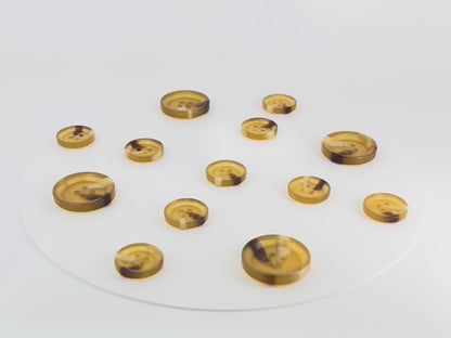 Light Coffee Brown Horn Imitation Resin Buttons,18mm & 25mm (28L & 40L). 4-Hole Sew On for Suits, Pants, Dresses, Coats, Jackets & Sweaters