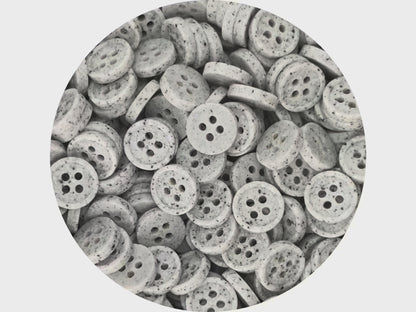 Light Grey Stone Imitation Buttons, 10-20mm (16L-32L). Recycled Plastic, 4-Hole Sew On for Shirts, Pants, Dresses, Coats, Jackets