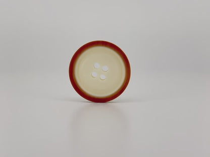Beige with Brown Rim Two Tone Buttons, 15mm-23mm (24L-36L). 4-Hole Sew On for Suits, Pants, Dresses, Coats, Jackets & Sweaters