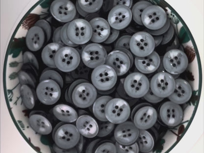 White & Grey Horn Imitation Buttons, Sprayed in Contrast Color, 15mm & 20mm (24L & 32L). 4-Hole Sew On for Suits, Pants, Coats & Jackets