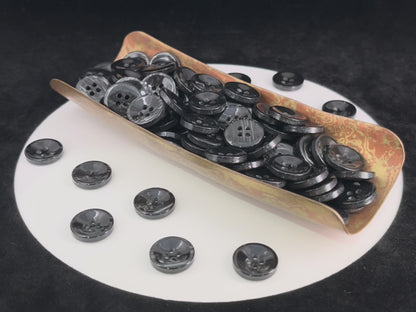 Black Pearl Imitation Buttons, 11.5mm & 15mm (18L & 24L), Neutral & Dark Tones 4-Hole Sew On for Shirts, Pants, Blouses, Dresses & Crafts
