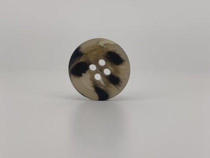 Grey Horn Imitation Buttons, Two Tones, 15-25mm (24L-40L). 4-Hole Sew On for Suits, Pants, Dresses, Coats, Jackets, Sweaters