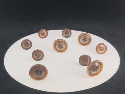 Brown Vintage Look Pearl Imitation Buttons, 15mm & 20mm (24L & 32L). 4-Hole Sew On for Suits, Pants, Dresses, Coats, Jackets & Sweaters